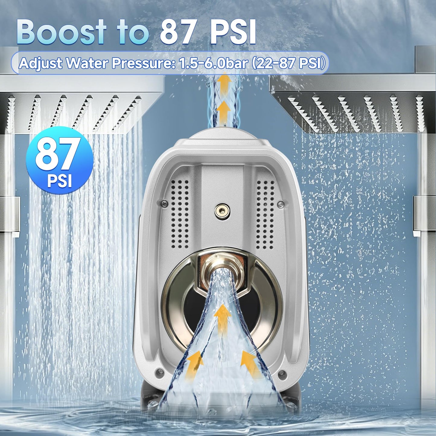 Water Pressure Booster Pump 900W 110V~115V 60Hz, 1 Inch Pipe Fitting, 1.5-6.0bar Adjustable Pressure, for Home/Garden/Business Water Transfer & Irrigation