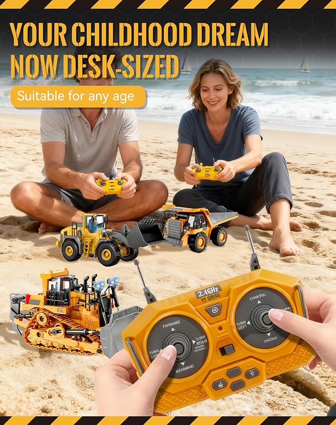 Construction Rc Set of 4 2.4ghz Remote Control Excavator 360° Rotation Lights and Sounds Command The Site Conquer The Dirt Collaborative Experience Alloy Material (1Pc-C)