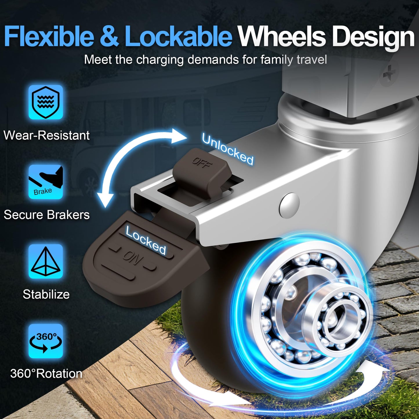 GIANDEL Foldable Battery Storage Rack,Patented for 100-200AH Battery Storage,High End Aluminum Alloy,with Four Wheels,for Portable Energy Storage System Kit, Used for Camping, RV, Road Travel
