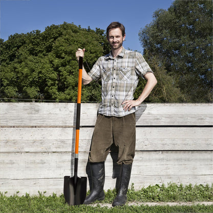 VNIMTI Heavy Duty Gardening Shovel, 56 Inch Round Blade with Fiberglass Handle (Orange)