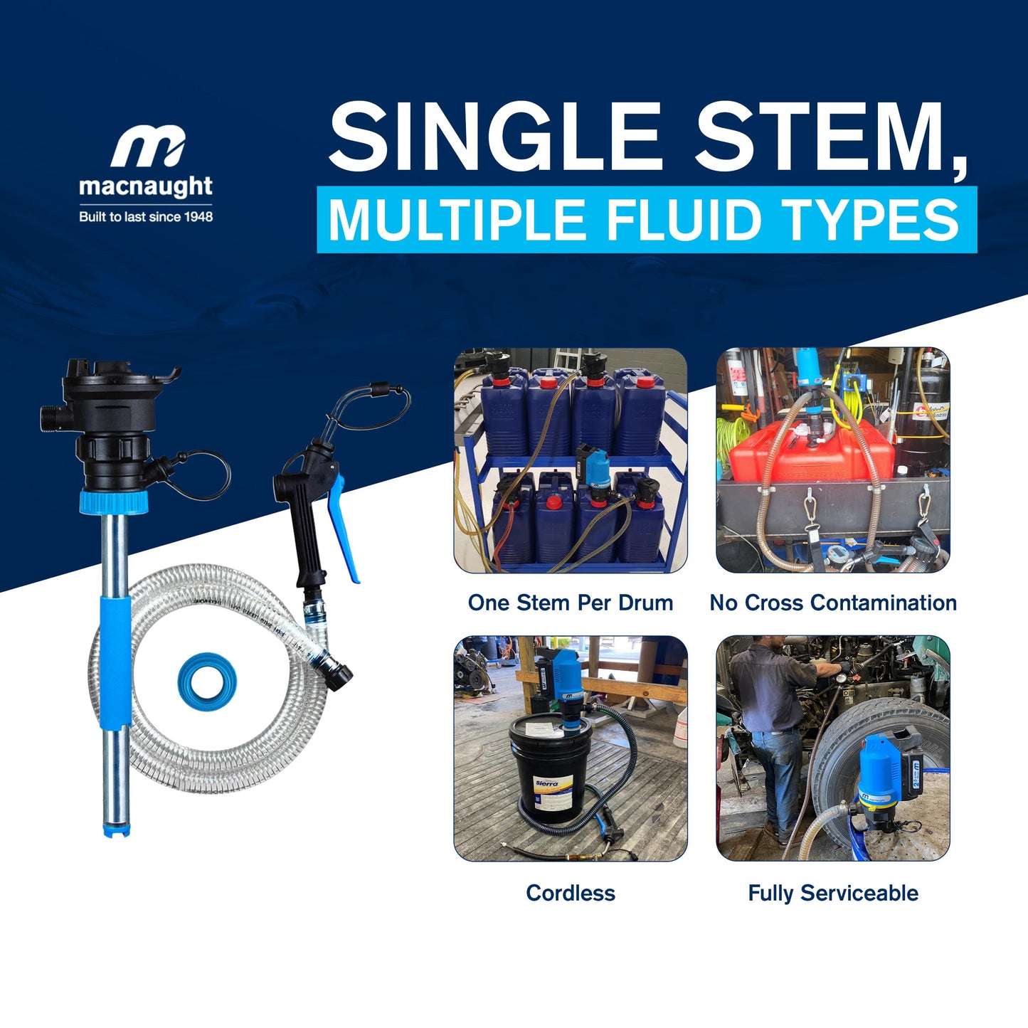 Macnaught BOP20 Battery Powered 5 Gallon Bucket Oil Transfer Pump Stem Kit. Everything Needed to Pump Oil, ATF or Coolants (5 Gallon Universal Stem Kit)