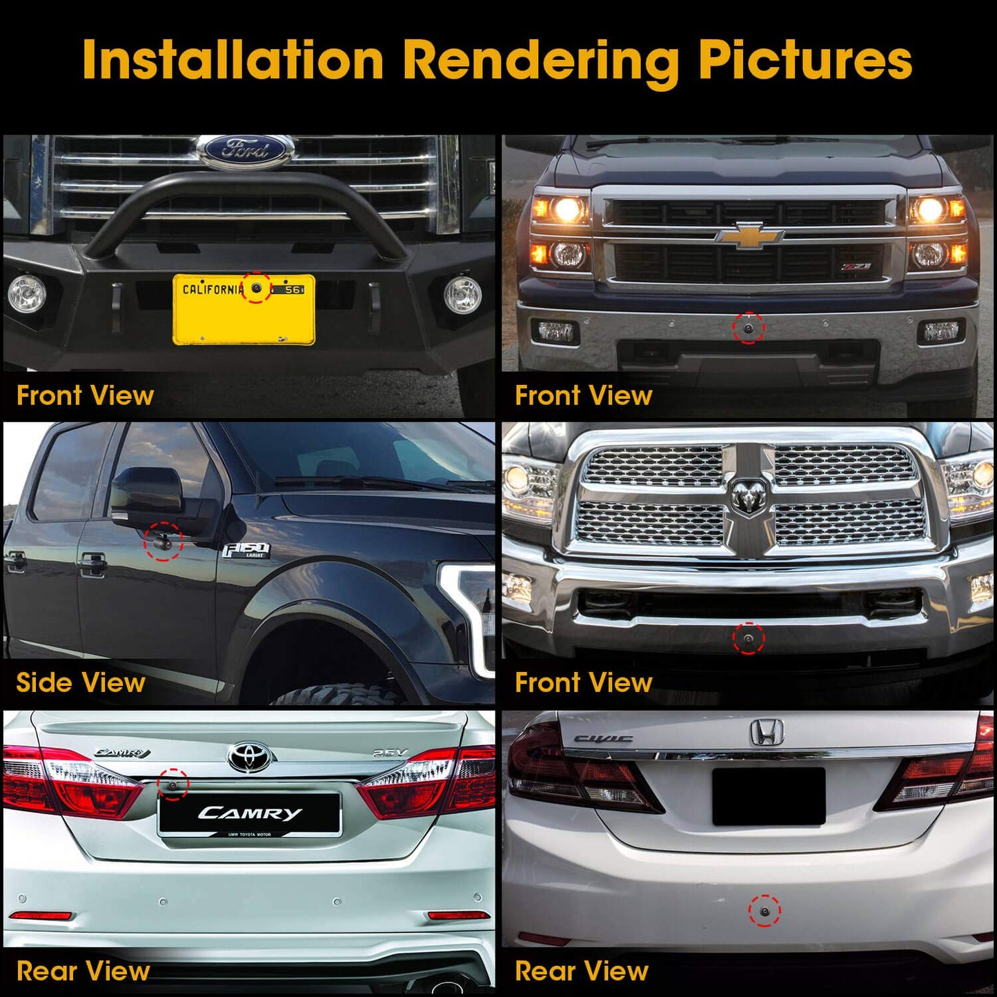 NATIKA Backup/Front/Side View Camera: No Distortion Effect Starlight Night Vision HD Metal Flush or Surface Mount 720P AHD and TVI Reverse Rear View Backup Camera for Cars Pickup Trucks SUVs RVs Vans