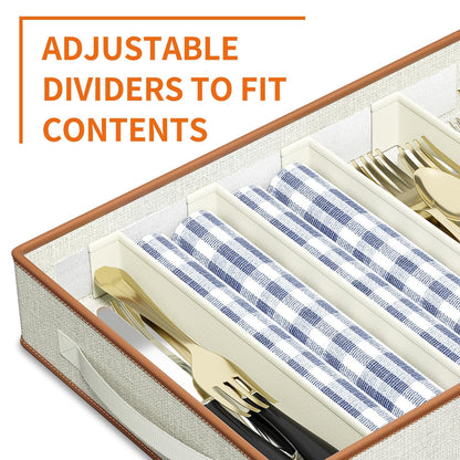 Aokeyee 6-Piece China Storage Containers Set, Hard Shell Moving Boxes for Dishes, Plates, Mugs & Flatware – Dinnerware Organizer with Soft Felt Dividers, Sturdy Handles & Zippers, Ivory