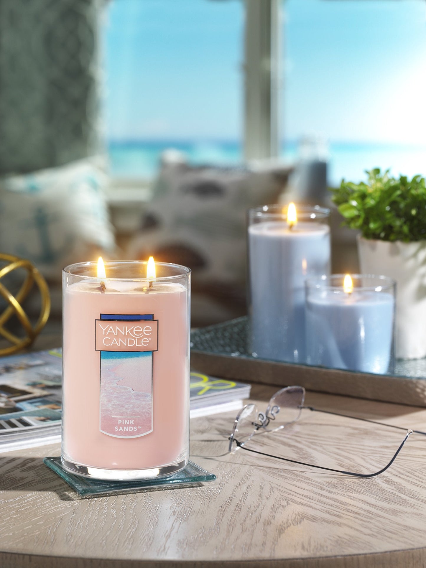 Yankee Candle Pink Sands Scented Classic 22oz Large Tumbler 2-Wick Candle Over 75 Hours of Burn Time Premium Quality Exotic Island Escape