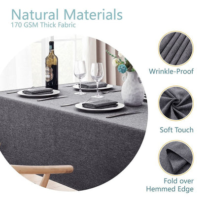 Veblandy Rectangle Tablecloth Linen Textured Waterproof & Stain Resistant Table Cloth Wrinkle Free Decorative Fabric Farmhouse Table Cover for Dining/Party/Buffet/Wedding, 60 x 120 Inch, Dark Grey