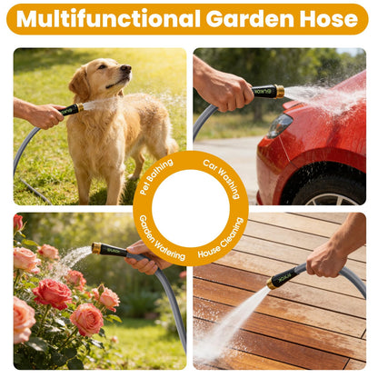 GUKOK Garden Hose 100 FT, Non-Expanding Water Hose, Ultra-Light & Flexible, Burst-Resistant, Kink-Free, High-Pressure Garden Hose All-Weather Use for Lawns, Gardens, and Outdoor Cleaning