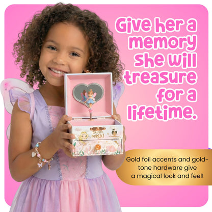 Giggle & Honey Musical Fairy Jewelry Box for Girls - Kids Music Box with Spinning Fairy and Mirror, Princess Gifts for Little Girls, Jewelry Boxes, Childrens Birthday Gift - Ages 3-10, Pink