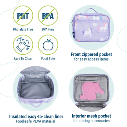 Wildkin 15 Inch Kids Backpack with Lunch Box Bag Bundle - Durable, Lightweight School & Travel Set - Unicorn