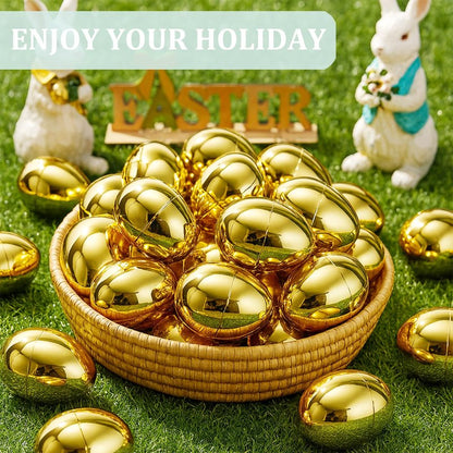 Celmuron Golden Easter Eggs 30 Pack, 2.36'' Fillable Plastic Eggs for Easter Egg Hunt, Basket Stuffers, Party Favors & Holiday Decorations