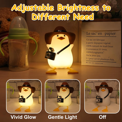 Hinittey Duck Night Light, Squishy Duck Lamp, Cute Bedside Ducks Funny Nightlight with Dimmer & Timer & Rechargeable for Room Decor, Duck Gifts for Girls, Boys, Women, Little Ones-Cowboy Duck
