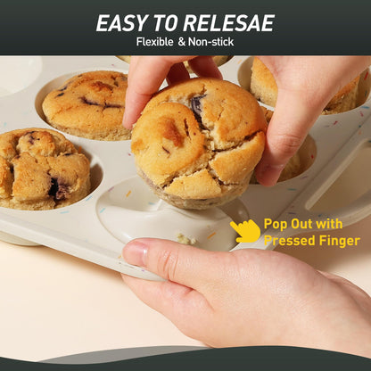 2 Packs 24 Cups Silicone Muffin Pan with Metal Reinforced Frame Mini Size Cupcake Pan Tray Egg Bites Silicone Circle Cookie Molds Muffin Tin Tart Pans Baking Sheet Set for Breakfast Sandwiches