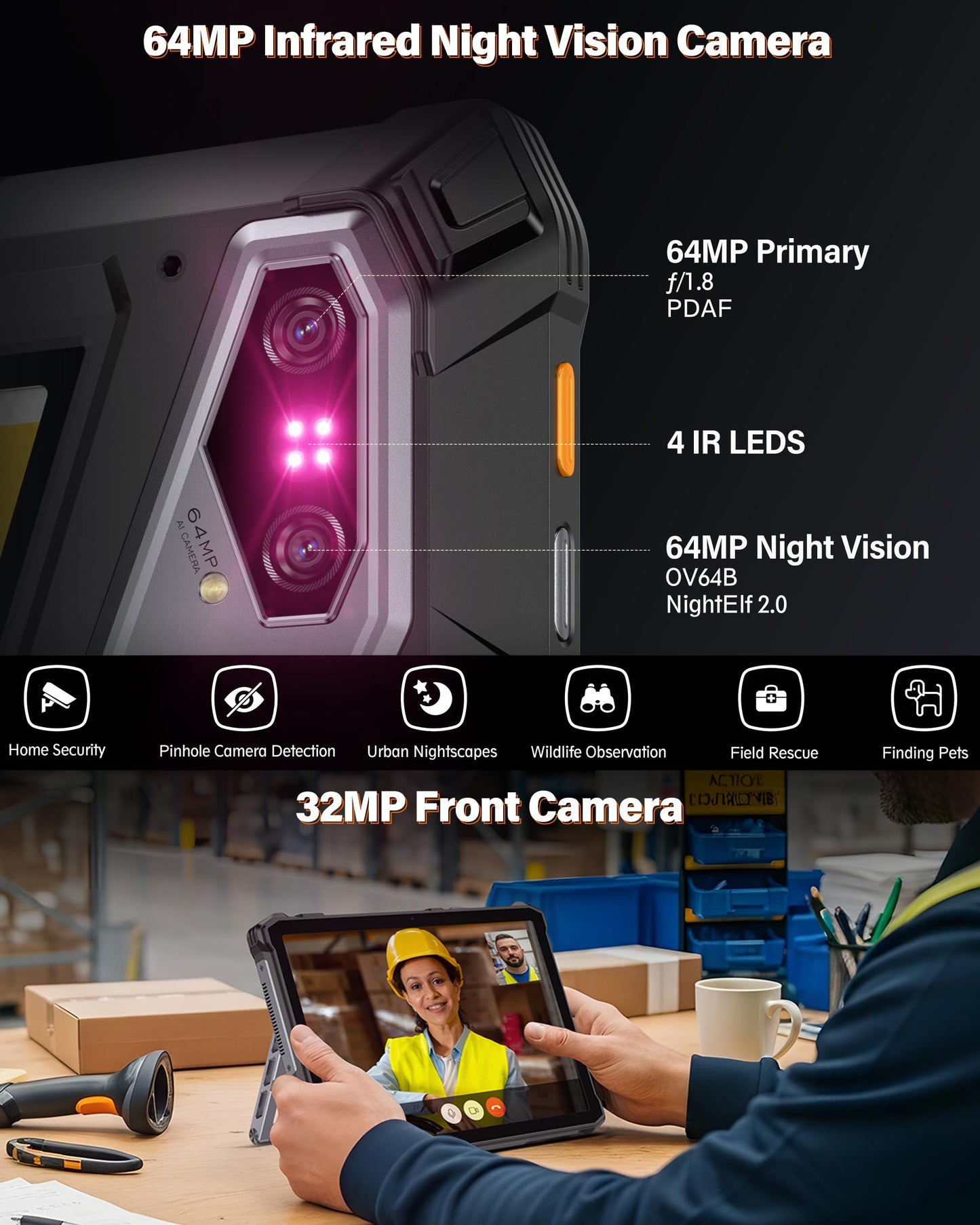 Ulefone Armor Pad 5 Ultra & Digital Microscope C01, 5G Rugged Tablet with 200 Lumens Projector, 32GB+512GB/2TB Expansion Android 15, 24200mAh(120W), 11" FHD+ Screen, IP68/69K, 64MP+64MP, 32MP