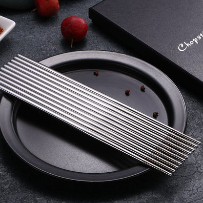 Devico Chopsticks, Metal Chopsticks, 18/10 Stainless Steel Chopstick Set, Reusable, Dishwasher Safe (5 pairs)