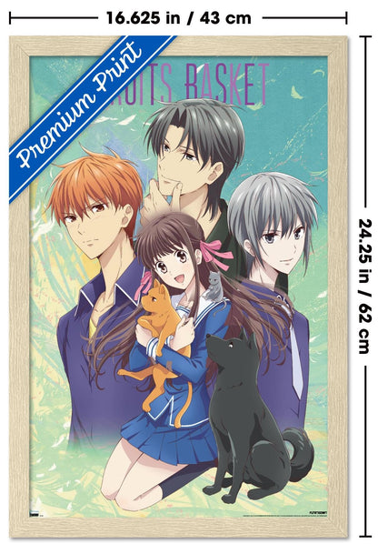 Fruits Basket - Art Work Wall Poster, 22.4L" x 14.7W", Blonde Framed Version