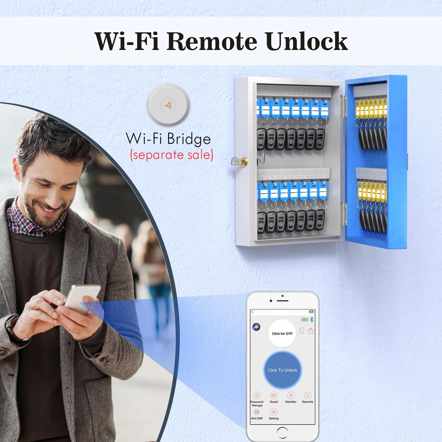 DiDiHere 32 Key Lock Box(Plus), Smart Key Cabinet Wall Mount, 4-Way Unlocking, OTP/APP/Fixed Code Unlock,OTP Access Share Half Remote Unlock