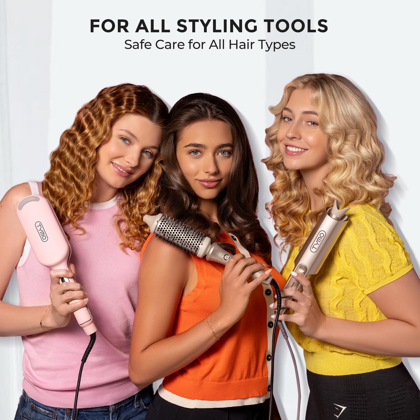 TYMO Damage-Free Styling Bundle: Heat Protectant Spray with Argan Oil + Dual-Size Airflow Curling Iron, Thermal Protection Hair Treatment and Beach Wave Curler Wand Kit