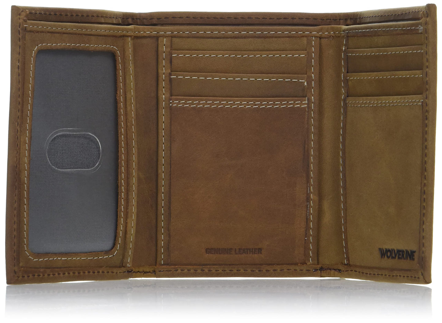 WOLVERINE Men's RFID Blocking Trifold Wallet, Rigger, Rugged-Brown, One Size