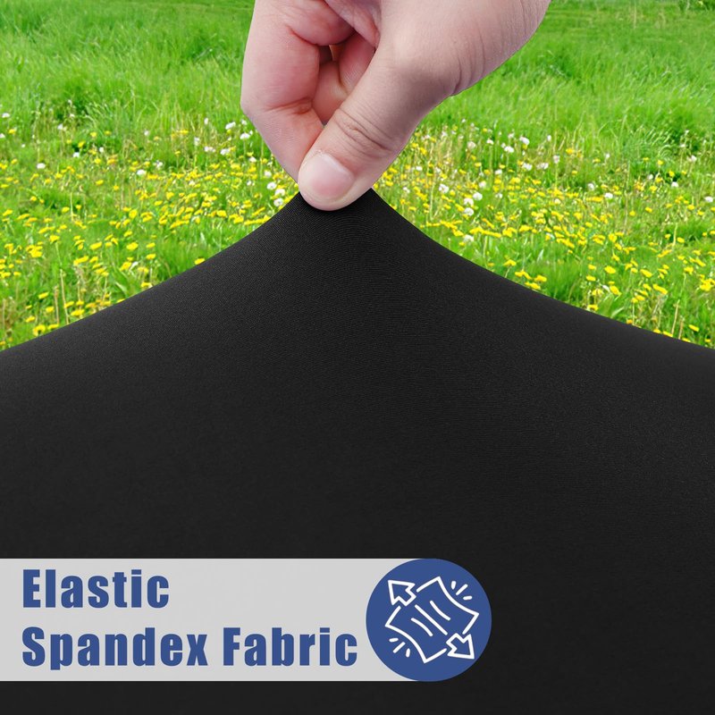 Moosfor Round Spandex Tablecloth, Elastic Fitted Waterproof Tablecloths for 45"-56" Tables, Stretch Washable Picnic Table Cover for Camping, Dining, Indoor and Outdoor, Black