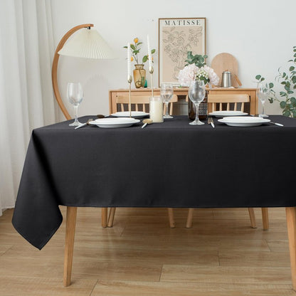 Biscaynebay Textured Fabric Tablecloths 70x108 Inches Rectangular, Black Water Resistant Spill Proof Tablecloths for Dining, Kitchen, Wedding and Parties, Machine Washable