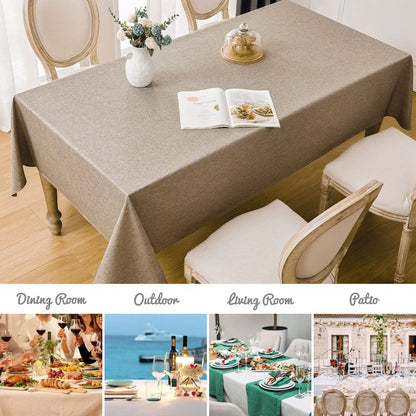 Veblandy Rectangle Tablecloth Linen Textured Waterproof & Stain Resistant Table Cloth Wrinkle Free Decorative Fabric Farmhouse Table Cover for Dining/Party/Buffet/Wedding, 60 x 144 Inch, Mocha