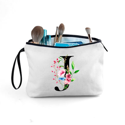 SEAMOON A-Z Personalized Makeup Bag with Mirror, Birthday Gifts for Women Friend Sister Teacher Coworkers, Bride Bridesmaid Travel Cosmetic Bag, Mothers Day Christmas Graduation J