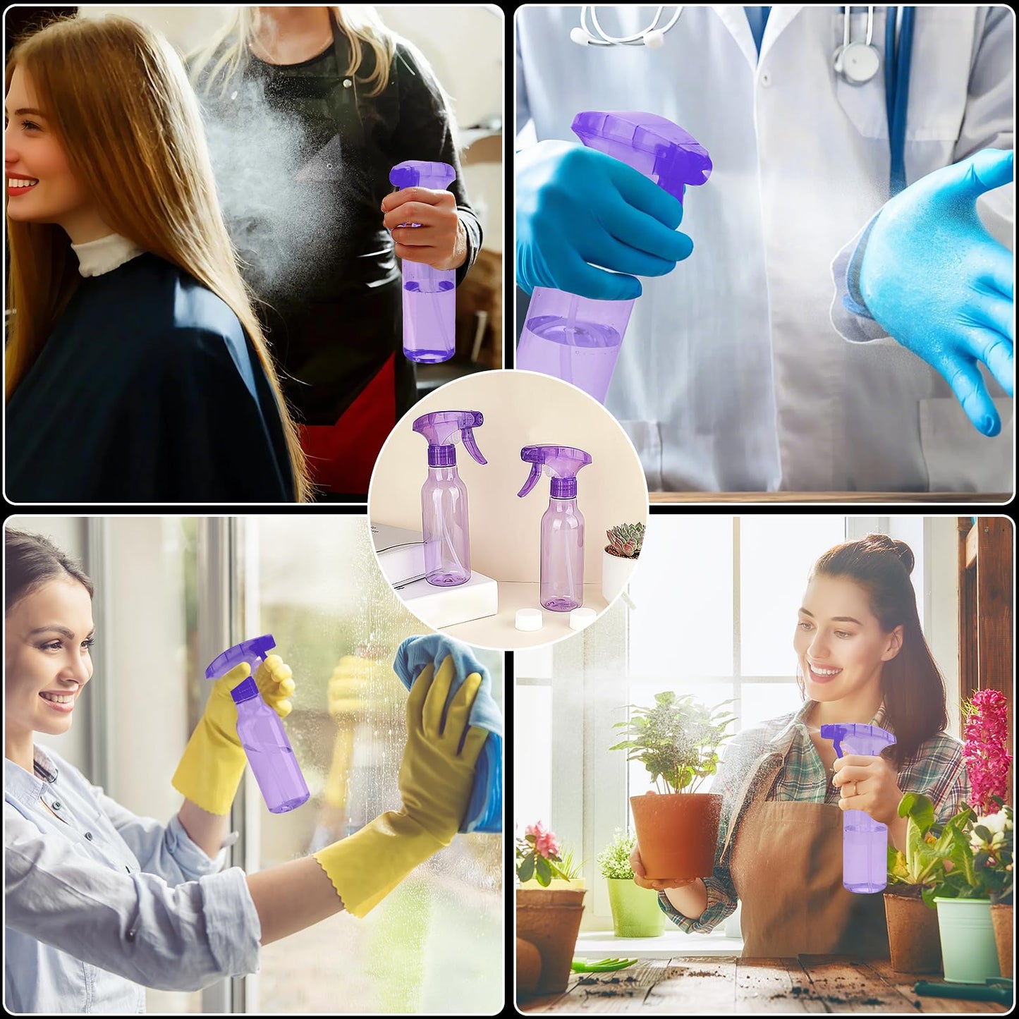 Cosywell Plastic Spray Bottles 8.8oz/260ml 3 Pack Empty Spray Bottle for Cleaning Mist/Stream Heavy Duty Water Spraying Bottle for Cooking Hair Care Essential Oils(Clear)