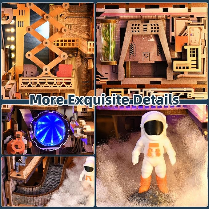 Book Nook Kit- DIY Miniature Industrial Model Kit with Dust Cover &amp LED Lights(Aerospace Foundry)