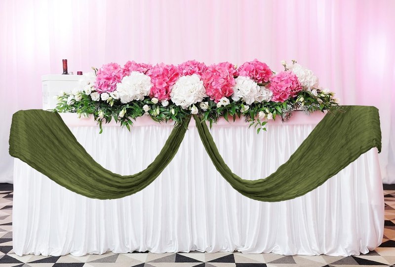 24 Pack Cheesecloth Table Runner 20 x 120 inch Cheese Cloth Table Runner Bulk,Romantic Boho Sheer Gauze Fabric Table Runners for Wedding Reception,Party,Bridal Shower Table Decor(Olive Green)