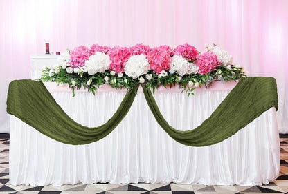 24 Pack Cheesecloth Table Runner 20 x 120 inch Cheese Cloth Table Runner Bulk,Romantic Boho Sheer Gauze Fabric Table Runners for Wedding Reception,Party,Bridal Shower Table Decor(Olive Green)