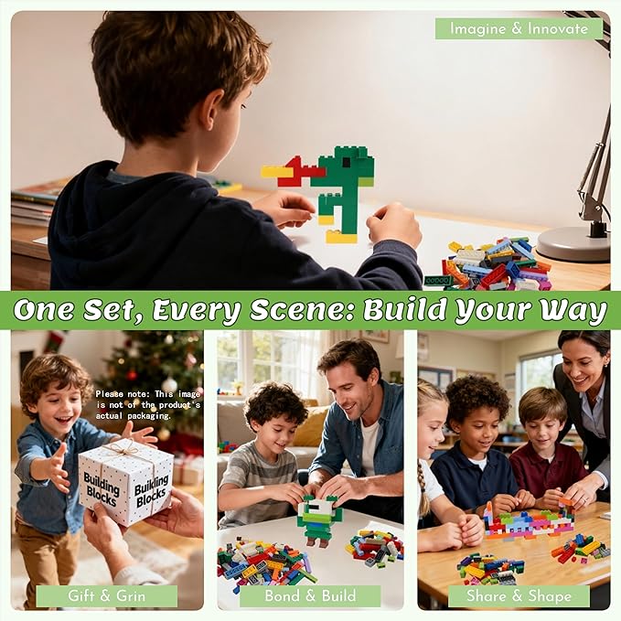 High-brick Small Building Blocks500 Pieces with 2 Baseplates (7.5 × 7.5)  Bricks for Kids Creative Construction  Compatible with Major Sets 16 colors
