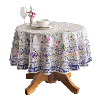 Maison d' Hermine Table Cloth Round Table 100% Cotton 69 Round Inches Tablecloth Reusable Decorative for Dining Kitchen Room Farmhouse Home Gifts for Mothers Day Spring Summer - Faience
