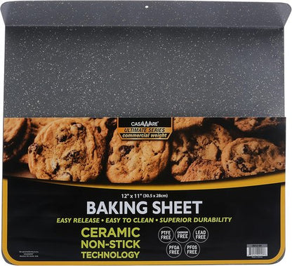 CasaWare Toaster Oven Baking Sheet - 10-Inch Interior, 12 1/8-Inch Exterior, Silver Granite Finish