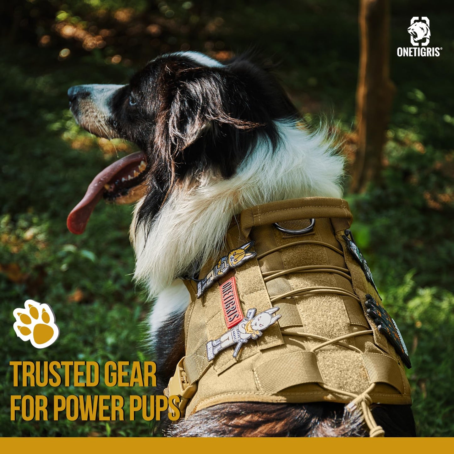 OneTigris Tactical Dog Harness Vest with Handle, Military Dog Harness for Large Medium Dogs,FIRE Watcher 2.0 No-Pull Service Dog Vest,Adjustable Dog Vest Harness for Walking Hiking Training(XL,Brown)