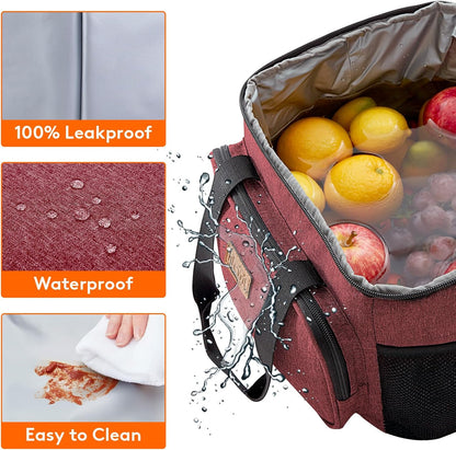 Lifewit Insulated Lunch Bag - Large Soft Cooler Tote for Adults | Burgundy 24-Can Capacity (15L)