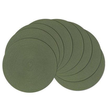SHACOS Round Placemats Set of 8 Washable 15 inch Round Table Mats Cotton Polyester Woven Braided Place Mats for Dining Table Wedding Party Decor (Olive Green, 8)