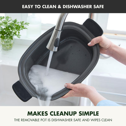 GreenPan Elite 14-in-1 Nonstick 6QT Electric Slow Cooker, PFAS-Free Ceramic Multi-Cooker, In-Pot Browning, Dishwasher Safe Lid & Removable Crock, Stainless Steel Steamer, Silicone Handles, Black