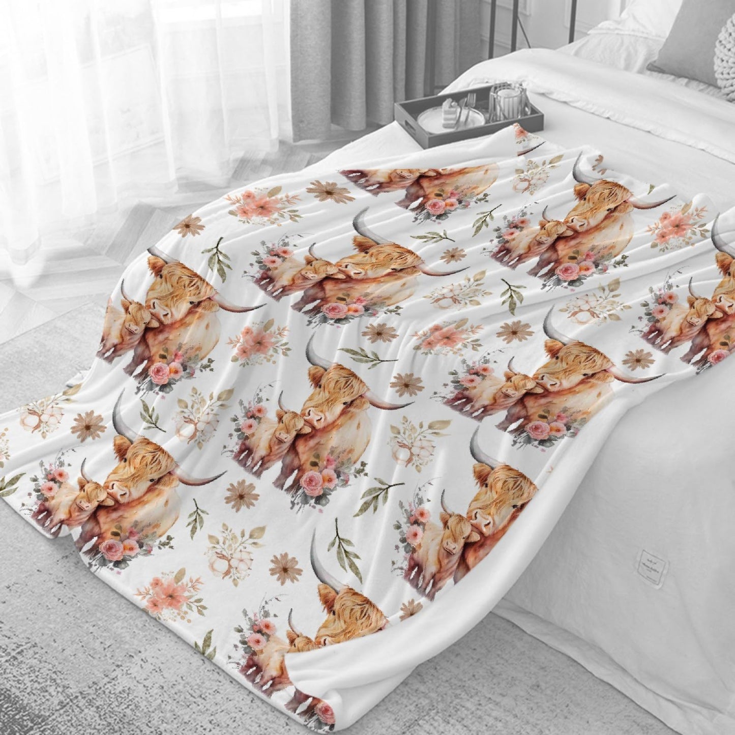 Highland Cow Blanket Gifts Super Soft Lightweight Flannel Cow Print Blankets Throw for Kids, Adult, Suitable for Couch, Sofa, Bed, Camping, Travel All Seasons 40"x50" for Kid