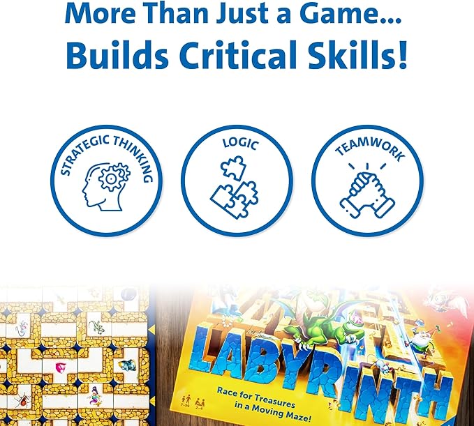 Ravensburger Labyrinth Board Game - A Strategic Maze Challenge for Family Nights - Find Treasures &amp Block Opponents - MESH Accredited - Great Birthday Gift - 2-4 Players - Kids Ages 7-10 and Older