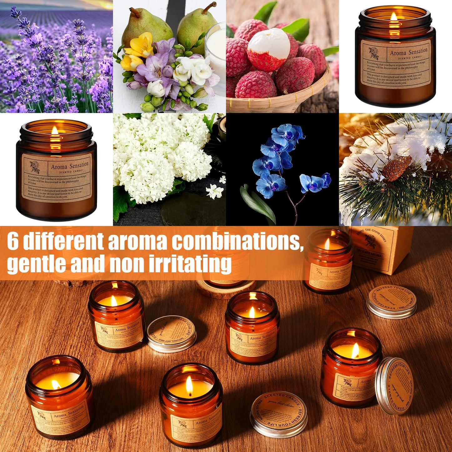 Threlaco 6 Pcs Christmas Soy Candles for Women Gift Bulk Soy Scented Wax Aromatherapy Candles for Women Home Long Lasting Candle Gifts Set in Glass Jar Xmas Gift Birthday Coworker Employee Anniversary