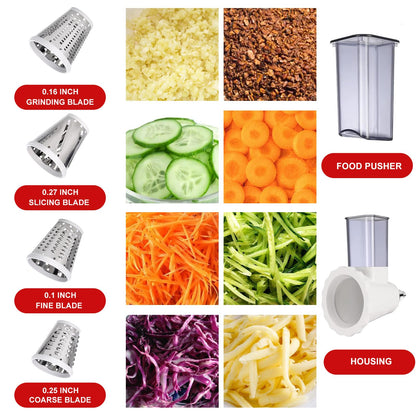 Upgraded Version - Cheese Grater Slicer Shredder Attachments for All KitchenAid Stand Mixers, Food Slicers Salad Maker Accessory Vegetable Chopper with 4 Blades Dishwasher Safe