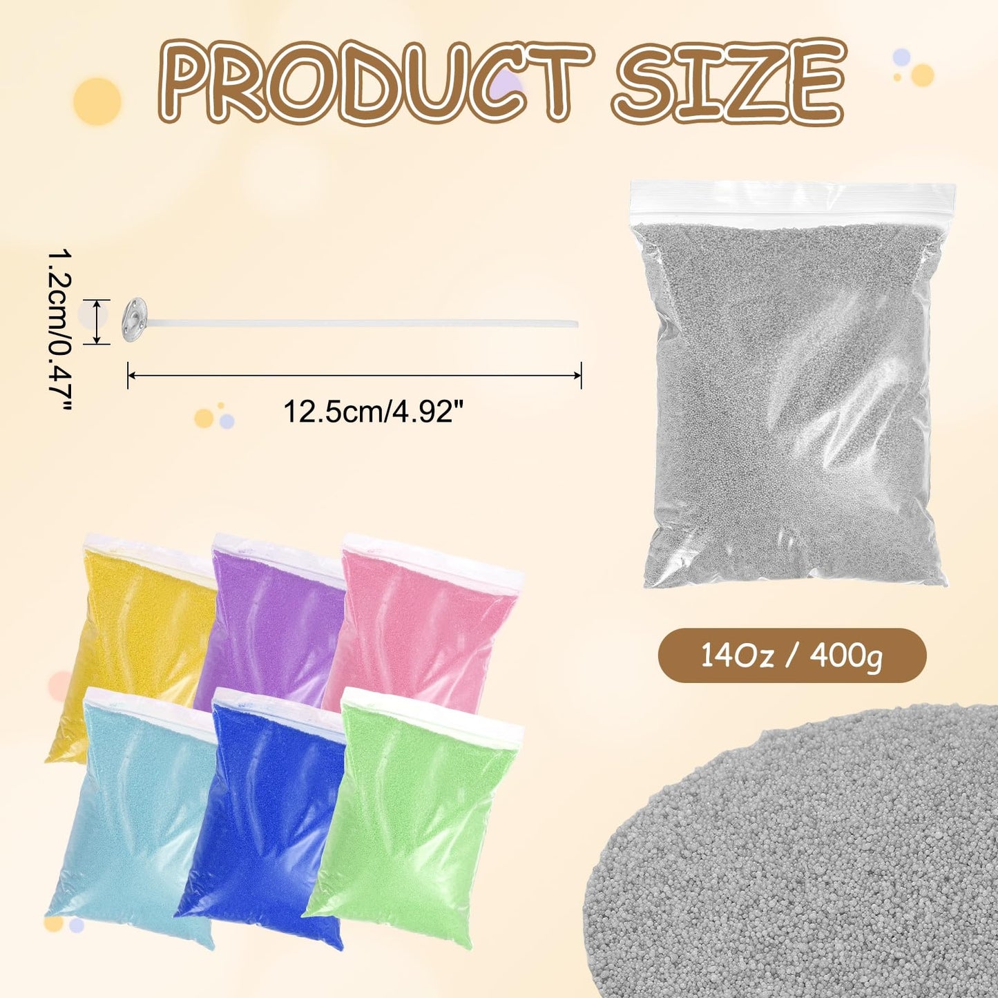 MECCANIXITY Pearled Sand Candles with 30 Pcs Wicks 14Oz / 400g Candle Beads Refillable Powder Sand Wax Making Kit for Thanksgiving Christmas Wedding Party DIY Home Crafts, Gray