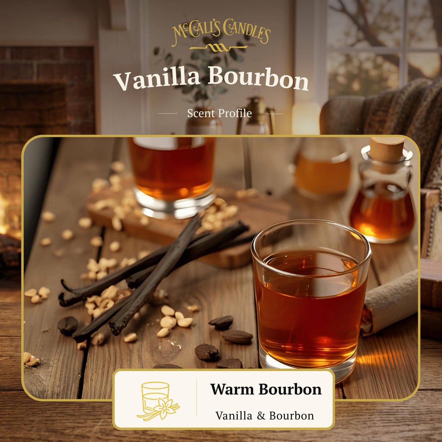 McCall’s Candles | Vanilla Bourbon | 26 oz Scented Candle | USA-Poured | Vintage Rustic Jar with Carrying Handle | Warm Spiced Bourbon Fragrance