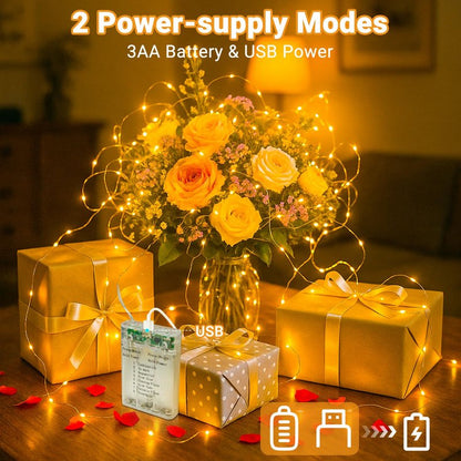 litogo 3 Pack Fairy Lights Battery Operated with Timer, 33FT 100LED USB-C Twinkle String Lights - 8 Modes Dimmable for Indoor Bedroom Centerpiece Wedding Classroom Dorm Christmas Decorations