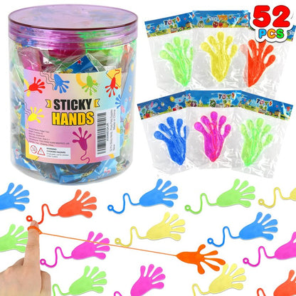 Siwarm Easter Egg Fillers- 52 pcs Sticky Hands, Party Favors for Kids 4-8 8-12 Goodie Bag Stuffers Treasure Box Prizes Mini Stretchy Hands Fidget Toys Birthday Gifts for Boys Girls Teens