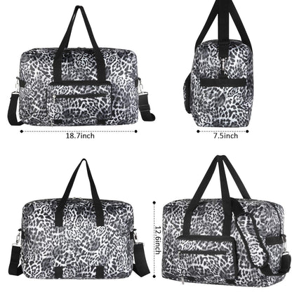 F.FETIVIN Travel Foldable Waterproof Duffel Bag - Lightweight Carry on Luggage Tote Duffel Bag(Leopard Print)