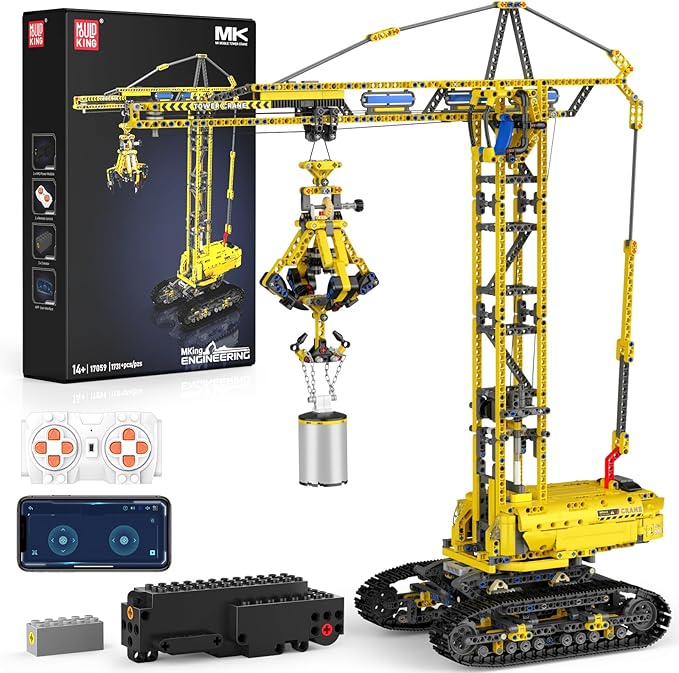 Mould King 17059 Technik Crawler Crane Advanced Building Sets MOC Mobile Construction Model Toy with APP Remote Control for 14+ Teen/Adults Large Vehicles Crane Building Kits for Adults(1731PCS)