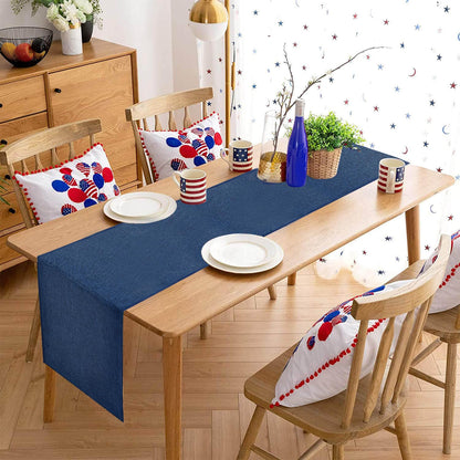 Navy Blue Table Runners 13x108 inches 2 Pieces Burlap Runner 4th of July Decorations for Home, Farmhouse, Dining Linens Decoration Independence Day