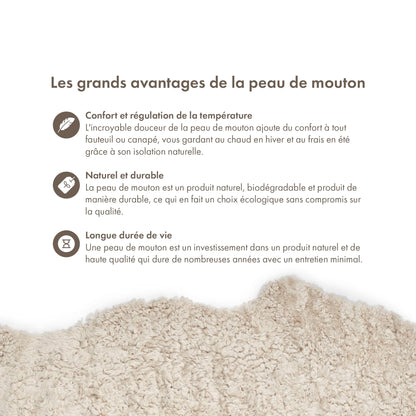 Nordic Sheep Real Sheepskin Rug Short Hair 2x3 ft | Bedside Rugs for bedrooms, Sofa, Chair or Dining Table | Each Sheepskin is Unique and Created by Nature | Small Fluffy Rug in Beige
