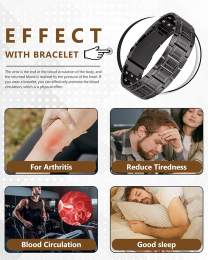 Feraco Titanium Steel Magnetic Bracelet for Men with 3500 Gauss Magnets,Men's Jewelry for Anniversary Father's Day