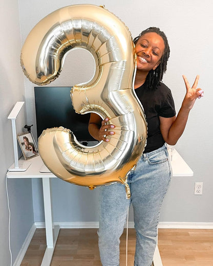 Light Gold Number 6 Balloon - 40 Inch Giant Foil Balloon for 6th Birthday Party Decorations
